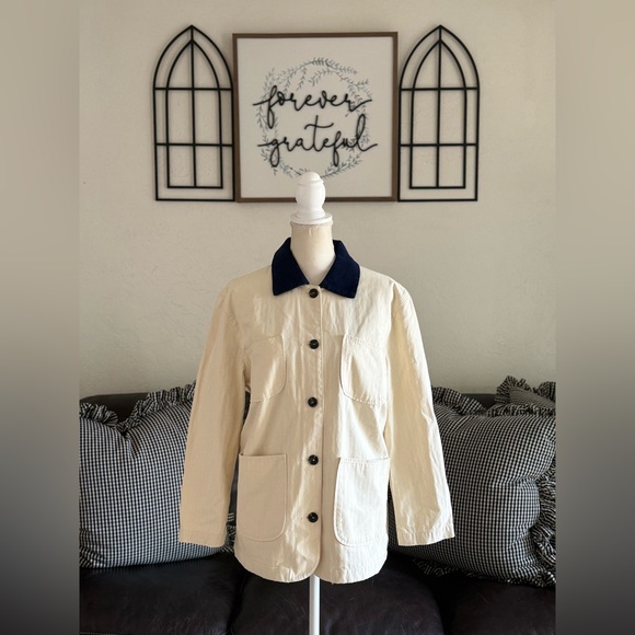 Rhythm Women’s Pearls Oversized Button Up Jacket Navy Collar Brown Plaid Size S - Picture 6 of 15